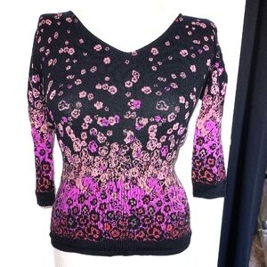 Make offer!!! Alfani black and purple floral pattern sweater blouse